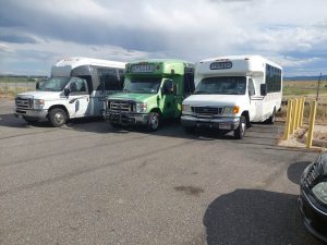 3 Good Time Tours buses lined up in Denver Colorado
